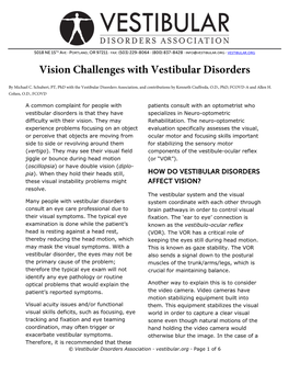 Vision Challenges with Vestibular Disorders