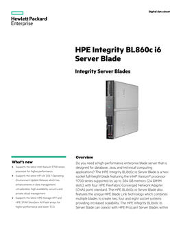 HPE Integrity Bl860c I6 Server Blade Digital Data Sheet