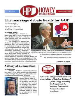 The Marriage Debate Heads for GOP Platform Fight, Treasurers Race to Headline Convention by BRIAN A