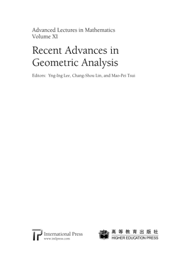 Recent Advances in Geometric Analysis