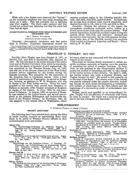 40 Monthly Weather Review January, 1931