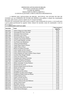 Ordem Dos Advogados Do Brasil Seccional Do Rio De Janeiro Exame De Ordem Resultado Na Prova Objetiva E Convocação Para a Prova Prático-Profissional