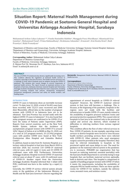 Maternal Health Management During COVID-19 Pandemic at Soetomo General Hospital and Universitas Airlangga Academic Hospital, Surabaya Indonesia