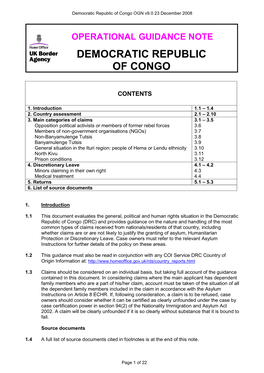 Democratic Republic of Congo OGN V9.0 23 December 2008