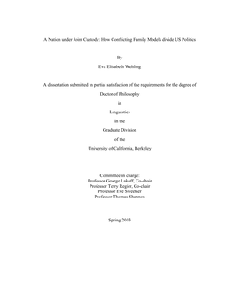 A Nation Under Joint Custody: How Conflicting Family Models Divide US Politics