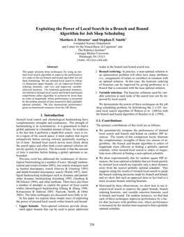 Exploiting the Power of Local Search in a Branch and Bound Algorithm for Job Shop Scheduling Matthew J