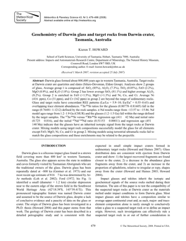 Geochemistry of Darwin Glass and Target Rocks from Darwin Crater, Tasmania, Australia