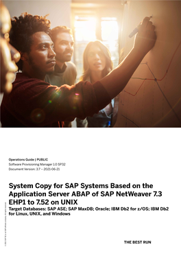 System Copy for SAP Systems Based on the Application Server ABAP