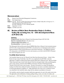 Memorandum 6E. Review of Main Stem Restoration Project; Golden