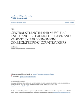 RELATIONSHIP to V1- and V2-SKATE SKIING ECONOMY in COLLEGIATE CROSS-COUNTRY SKIERS Ian Torchia Northern Michigan University, Itorchia@Nmu.Edu