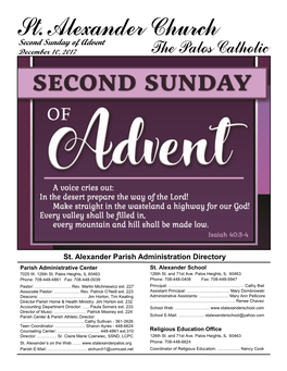 Second Sunday of Advent December 10, 2017