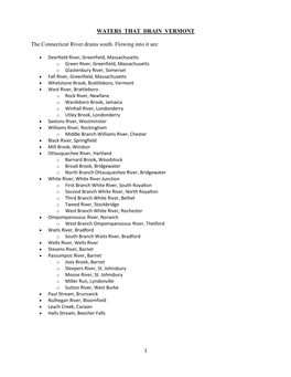 WATERS THAT DRAIN VERMONT the Connecticut River Drains South