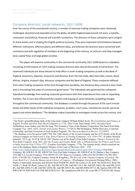 Company Directors' Social Networks, 1657-1698