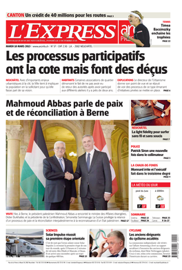 Mahmoud Abbas Parle De Paix Et De Réconciliation À Berne KEYSTONE NEUCHÂTEL La Light Fidelity Pour Surfer Sans Fil Et Sans Soucis PAGE 7