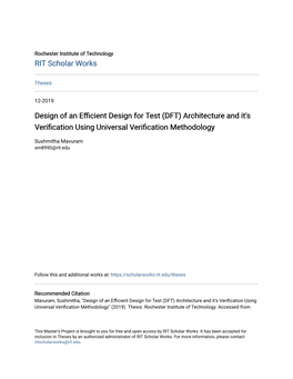 (DFT) Architecture and It's Verification Using Universal Verification Methodology