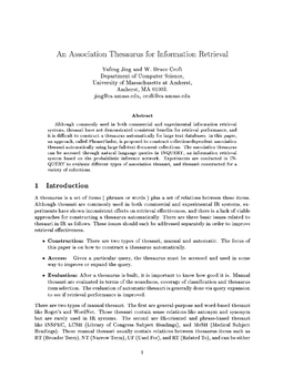 An Association Thesaurus for Information Retrieval 1 Introduction