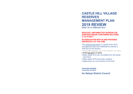 Castle Hill Village Reserves Management Plan 2019 Review