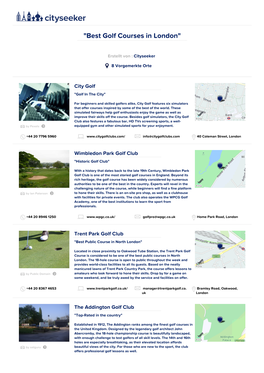 Best Golf Courses in London"