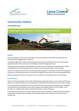 Lance Creek Water Connection Community Update November 2017