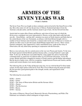 ARMIES of the SEVEN YEARS WAR © Frank A