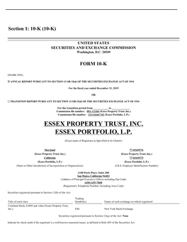 Essex Property Trust, Inc. Essex Portfolio, L.P