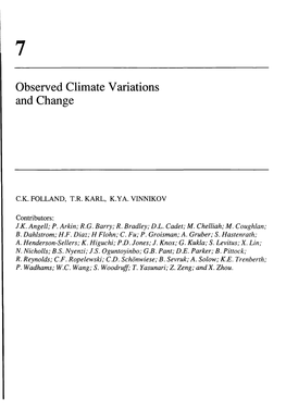 Observed Climate Variations and Change