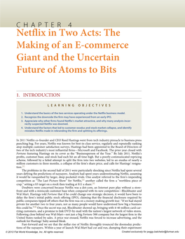 Netflix in Two Acts: the Making of an E-Commerce Giant and the Uncertain Future of Atoms to Bits