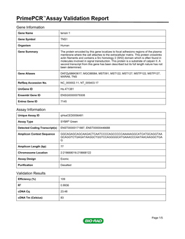 Primepcr™Assay Validation Report