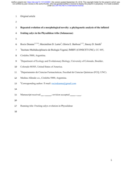 A Phylogenetic Analysis of the Inflated Fruiting Calyx in the Ph