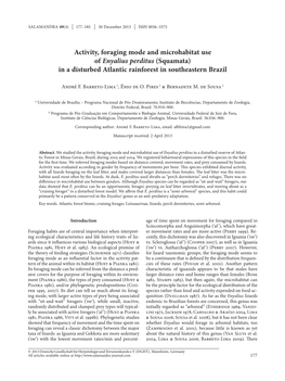 Activity, Foraging Mode and Microhabitat Use of Enyalius Perditus (Squamata) in a Disturbed Atlantic Rainforest in Southeastern Brazil