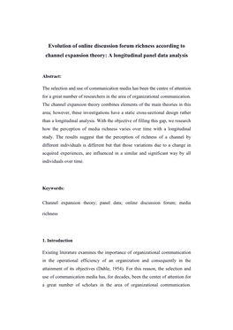 Evolution of Online Discussion Forum Richness According to Channel Expansion Theory: a Longitudinal Panel Data Analysis