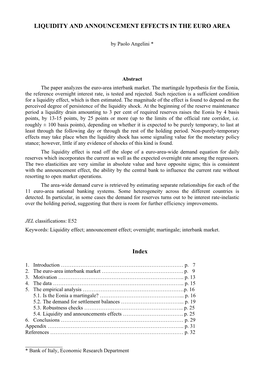 Liquidity and Announcement Effects in the Euro Area