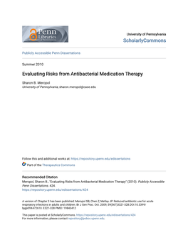 Evaluating Risks from Antibacterial Medication Therapy