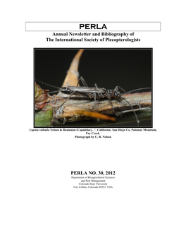 Annual Newsletter and Bibliography of the International Society of Plecopterologists