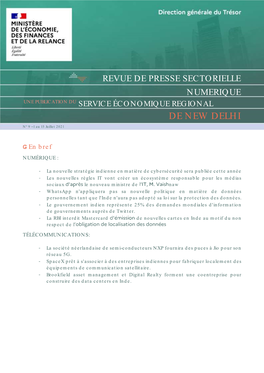 Revue De Presse Sectorielle Numerique Une Publication Du Service Économique Regional De New Delhi