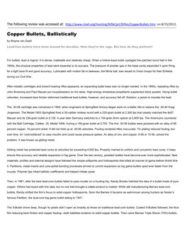 Copper Bullets, Ballistically by Wayne Van Zwoll