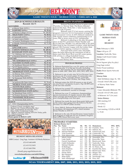 BASKETBALL GAME NOTES @Belmontmbb