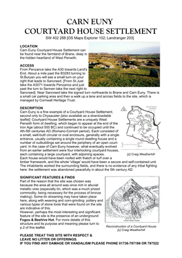 CARN EUNY COURTYARD HOUSE SETTLEMENT SW 402 288 [OS Maps Explorer 102; Landranger 203]