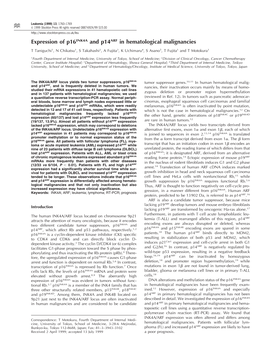 Expression of P16 INK4A and P14 ARF in Hematological Malignancies