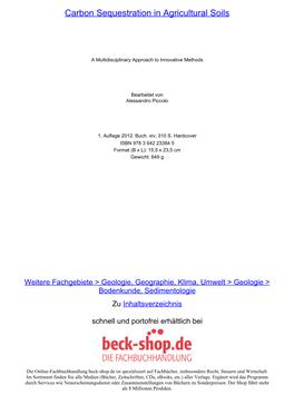 Carbon Sequestration in Agricultural Soils