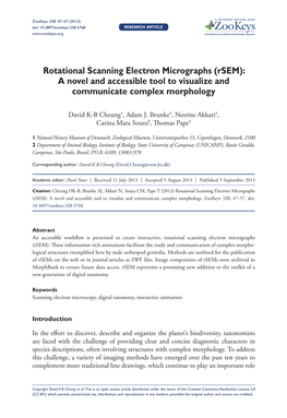 Rotational Scanning Electron Micrographs (Rsem): a Novel and Accessible Tool to Visualize and Communicate Complex Morphology