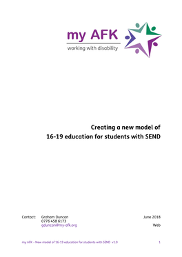Creating a New Model of 16-19 Education for Students with SEND