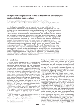 Interplanetary Magnetic Field Control of the Entry of Solar Energetic Particles Into the Magnetosphere R