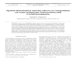 Spatial Distribution and the Effects of Competition on Some Temperate Scleractinia and Corallimorpharia