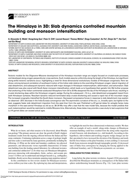 Slab Dynamics Controlled Mountain Building and Monsoon Intensification