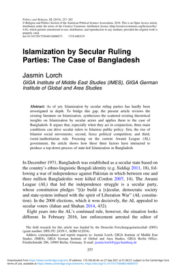 Islamization by Secular Ruling Parties: the Case of Bangladesh