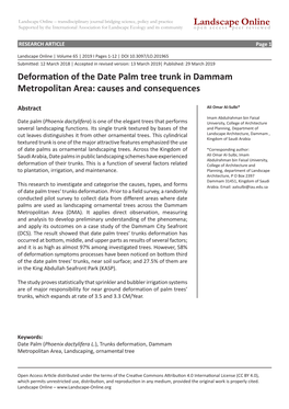 Landscape Online Deformation of the Date Palm Tree Trunk in Dammam