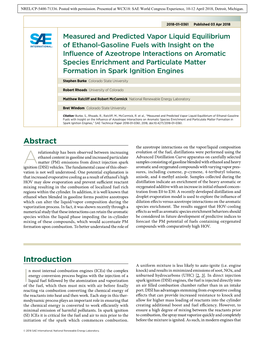 Measured and Predicted Vapor Liquid Equilibrium