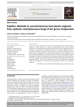 Ergoline Alkaloids in Convolvulaceous Host Plants Originate from Epibiotic Clavicipitaceous Fungi of the Genus Periglandula