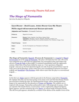 The Siege of Numantia Info About the Play from Wikipedia